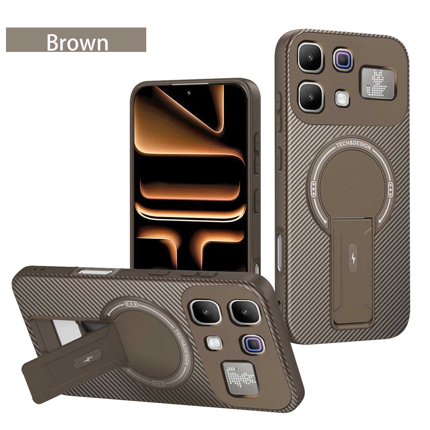 

Magnetic Wireless Charging Case for Infinix Note 60 Pro 50 Pro 40 Pro Plus Pro+ 40S 5G 4G Carbon Fiber Texture Stand Back Covers Infinix Note 40 Pro+ світло-коричневого кольору