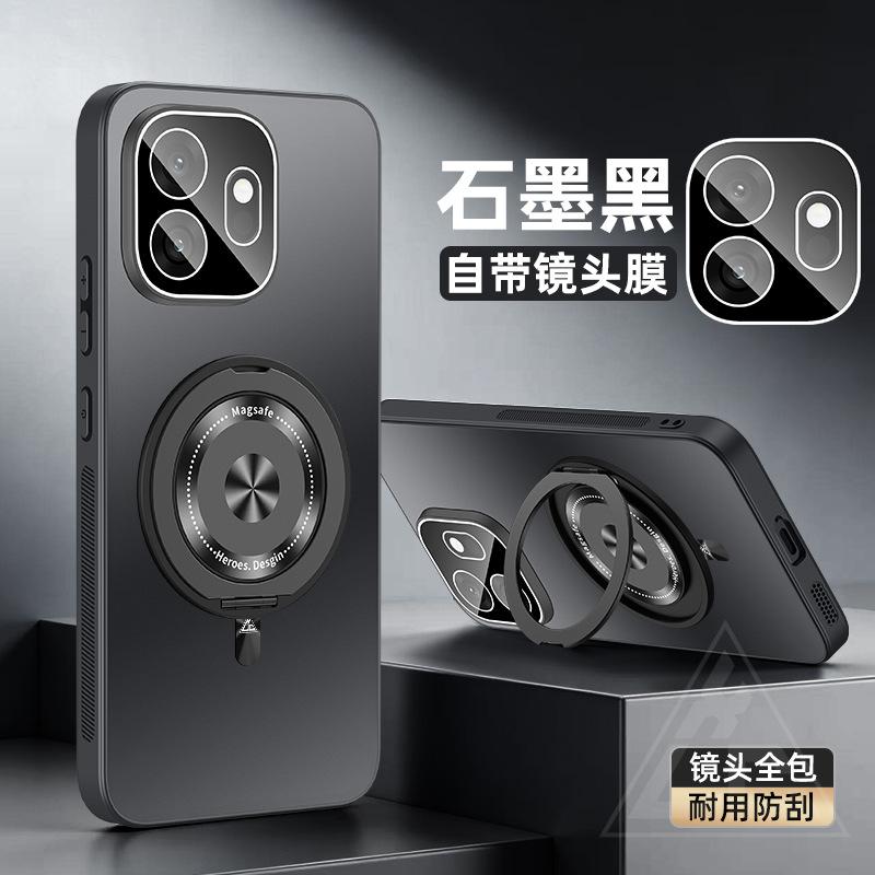Applicable to OnePlus 11T mobile phone case, new magnetic suction bracket 1 + 11T matte all-inclusive anti-drop with lens film cover