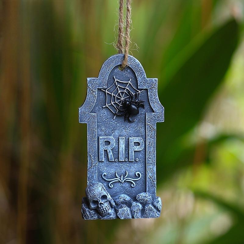 Halloween Skulls Tombstones Pendant Decoration Haunted House Cemetery Coffin DIY Garden Yard Outdoor Halloween Party Prank Props