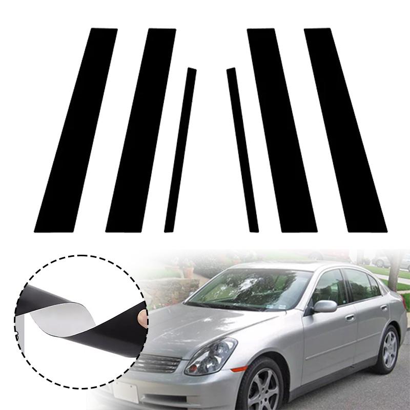 6Pcs Car Trims Stickers For Infiniti G35 G37 2002 2003 2004 2005-2013 Black Window Pillar Door Posts Panel Cover Decal