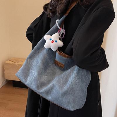 Tote Bag New Large-capacity Women's Bag Commuting Canvas Denim Bag Underarm Shoulder Bag