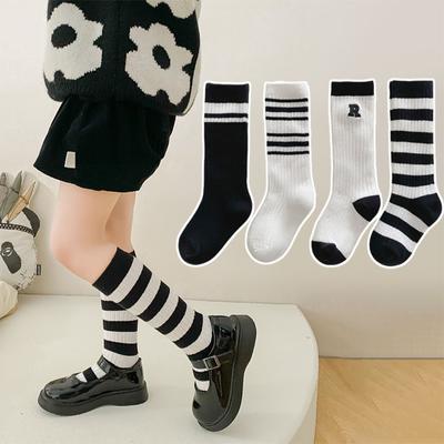 Kinder Schule Weiß Schwarz Streifen Sportsocken Koreanische Kniehohe Lange Strümpfe für Kinder Kinder Jungen Mädchen Babysachen Kleidung