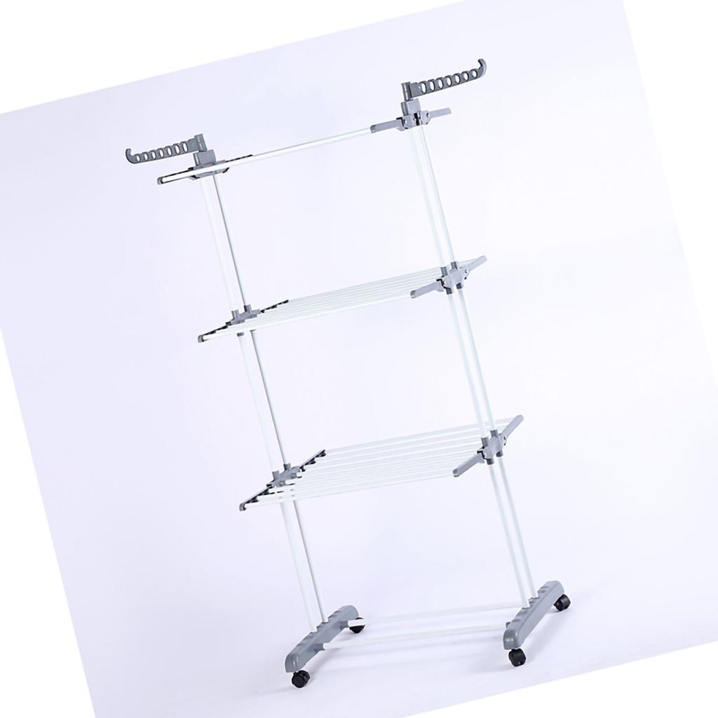 Wäscheständer 3 Etagen Beweglich Faltbar Kleiderständer Hohe Tragkraft Wäscheturm