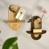 Neues handgefertigtes Rattan-Blumenregal Geometrischer Boho-Stil Wandmontierte Regale Dekorative Bambus-Holzregal Heimdekoration