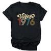 Camiseta De Aniversrio Vintage 1970 Feminina Top Grfico Preto Harajuku Festa De Aniversrio De Quarentena Streetwear Casual