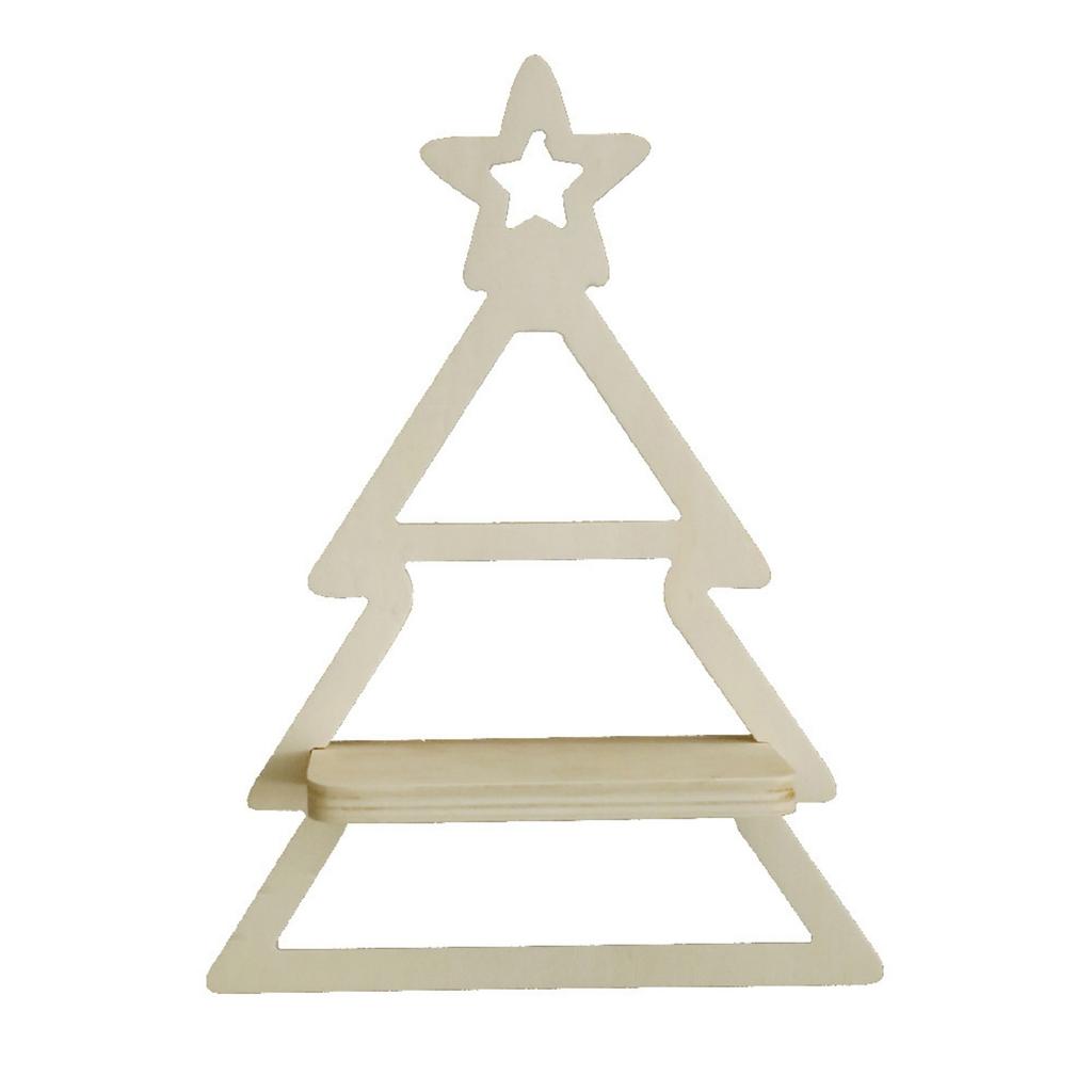 Elegant Wood Christmas Tree Storage Rack Wall Hanging Shelf for Home and Office Decors Candle Display Floating Shelves