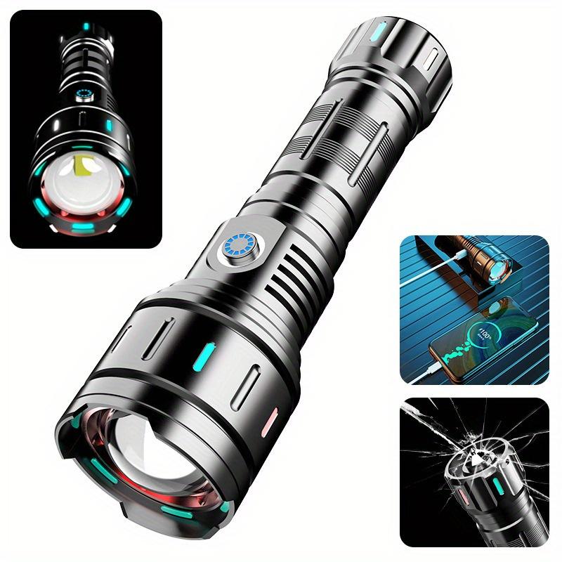 1pc High-power USB Rechargeable Strong Light Window Breaking Telescopic Zoom Multifunctional LED Flashlight