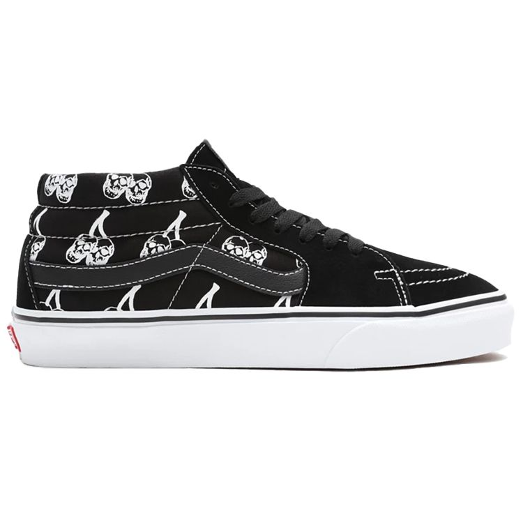 Vans Sk8 Skull Cherry Mid-Top Skate Shoes Unisex Sneakers Black White VN0A3WM34WW