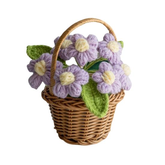 

Crocheted Potted Flower Decoration Handmade Knitting Floral Ornament Finished Hand Woven Flower Home Office Table Centerpiece фиолетовый