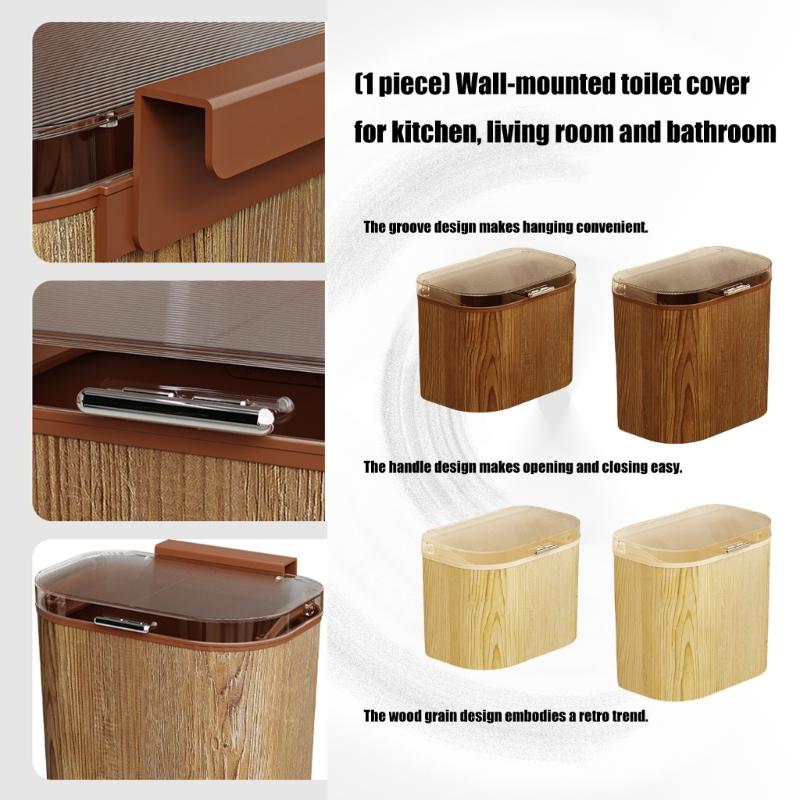 Wall Door Mounted Press Lid Trash Can for Homes Kitchen Bathroom and Living Room Space Saving Design Sealed Odor Proof