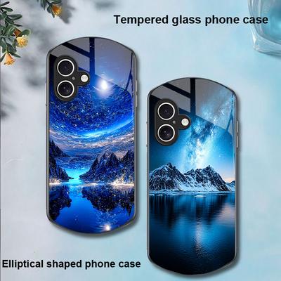 Pyramide Sternenhimmel Für Apple IPhone 16 11 13 15 14 Pro Max 12 Mini 7 8 Plus XR X XS Elliptisch Geformte Gehärtetes Glas Handyhülle