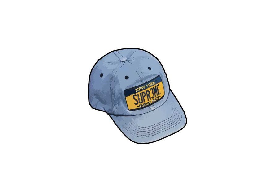 Supreme License Plate 6-Panel Washed Blue One-Size