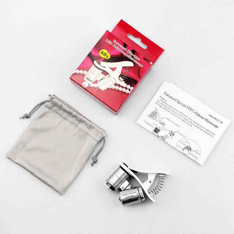 60X Mini Microscope Mobile Phone Microscope Magnifier Universal Clip-On Phone Magnifying Len for Coins Currency