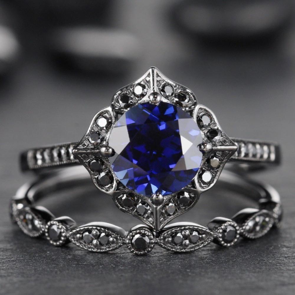 

Luxury Women s Ring Creative Darth Vader Jewelry Couple Ring Simple Blue Diamond Flower Ring No. 10