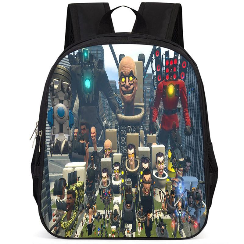 Fashionable Skibidi Toilet Kids Backpack Large Capacity Nylon Bag Unisex Design