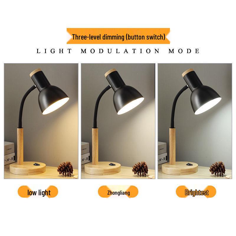 Nordic Retro Eye Protection Table Lamp - Bedside & Study Desk Lamp with Plug-in Feature