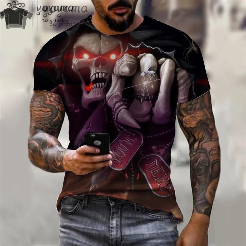 Summer Short Sleeve Tee Unisex T Shirts High Quality Short Sleeve Tee Tee Shirt Unisex Clothes Skull Print Clothes Unisex Funny T-shirt