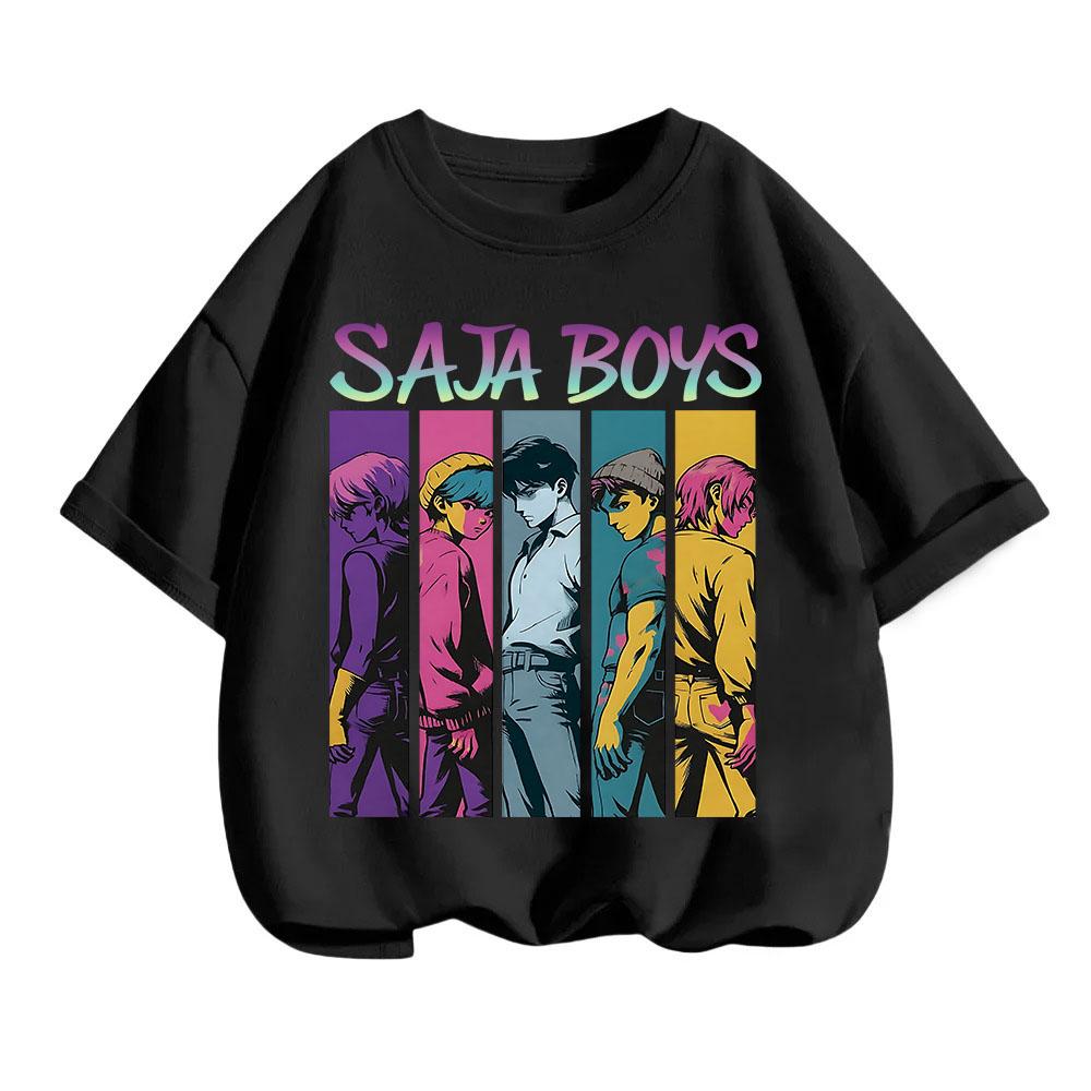 KPop Demon Hunters Children's T-shirt Cotton Korean Fashion Casual Round-neck Top Movie Cartoon Girl Boy Tshirt Kid Tees