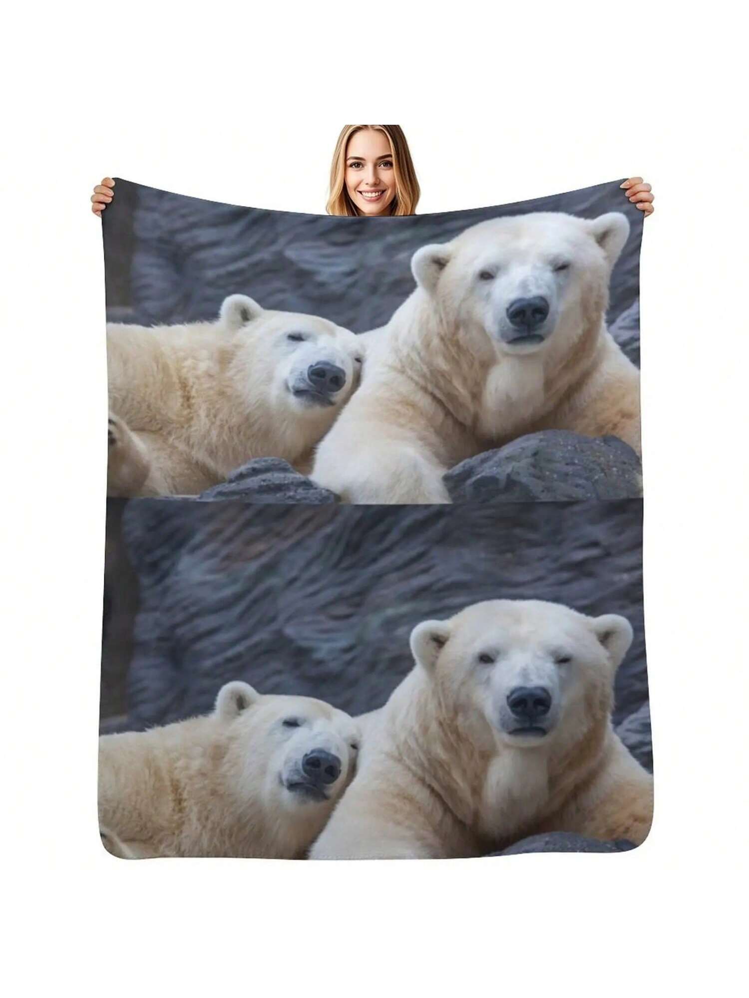 Белые Медведи Прижимаются II Плед Пляжная Мода Диваны Кровать Клетка Термоодеяла Для Путешествий Пледы 75X95CM