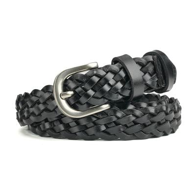 Women'S Belt, Genuine Leather Without Punching, First Layer Cowhide Woven Pin Buckle Belt, Pure Cowhide High-End Belt