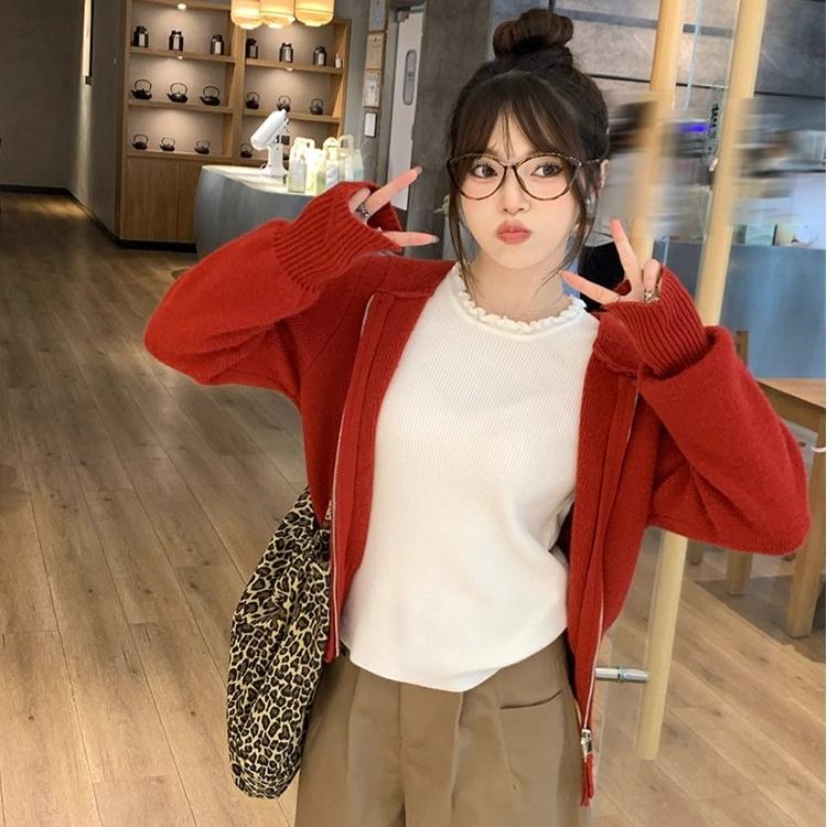 Autumn Knitted Ruffles O-neck Long Sleeve Slim Jumper Tops Women Sweater Pullover Solid Ladies Casual White Shirts Soft Sweaters