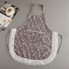 Wear Resistant Neck Hanging Apron Floral Lace Cooking Apron Portable Canvas Apron  Women