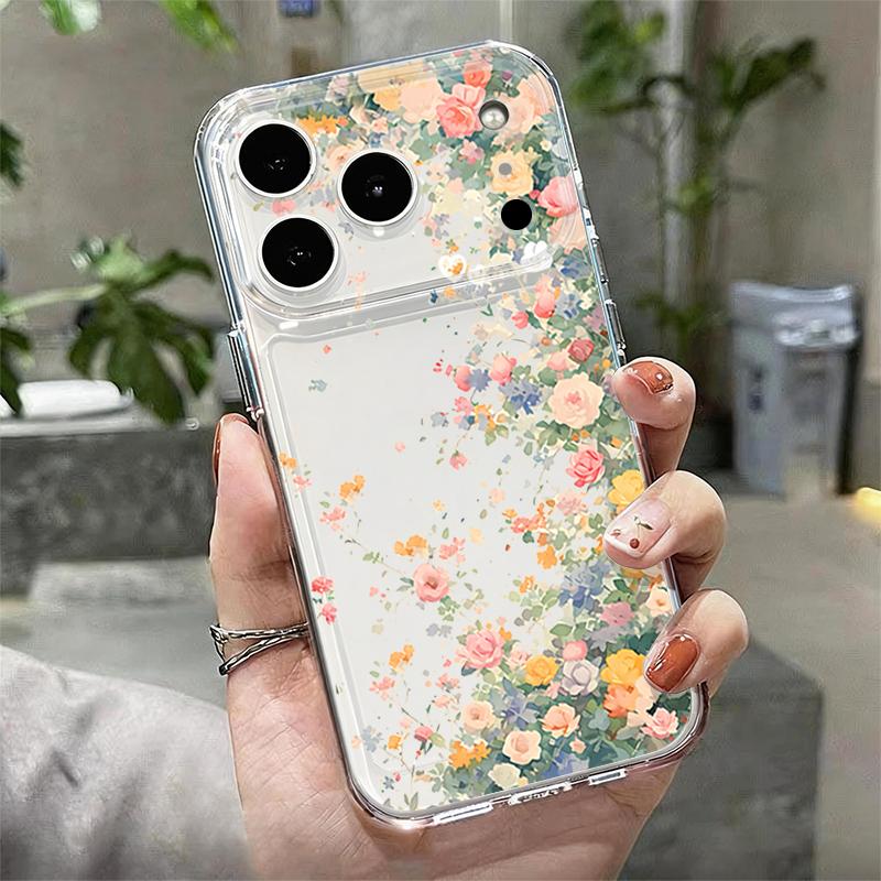 Colorful Flowers Pattern Case For iPhone 17 Pro Max Coque iPhone 16 15 14 13 12 Pro Max 11 Clear TPU Silicone Soft Cover
