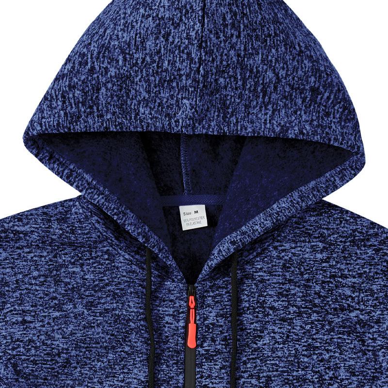 Felpa con cappuccio e zip da uomo vintage cationica per il lavoro, foderata in pile, con tasche utility