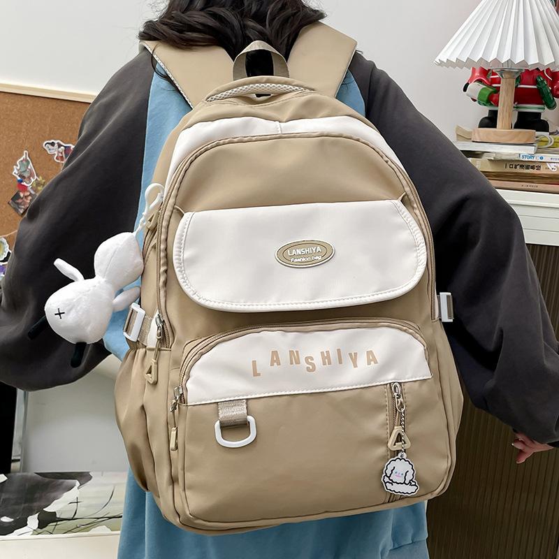 Korean Version of Simple Primary School Schoolbag Female Junior High School High School Light Leisure Backpack Outdoor Travel Large Capacity Backpack