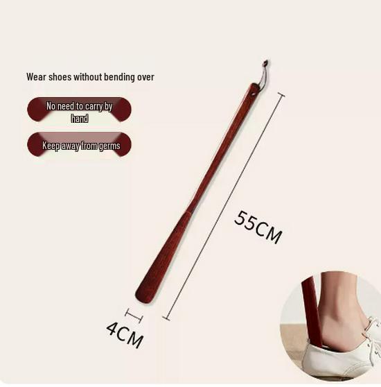 Long Handle Solid Wood Shoehorn – No Bend Shoe Lifter and Puller