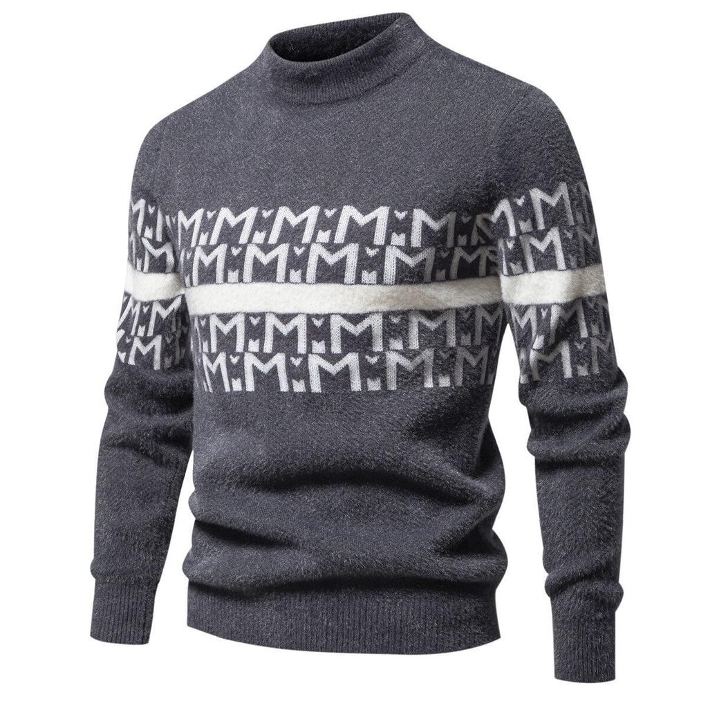 Hot Selling Explosive Autumn and Winter New Casual Jacquard Crew Neck Sweater Bottom Knitted Knitwear