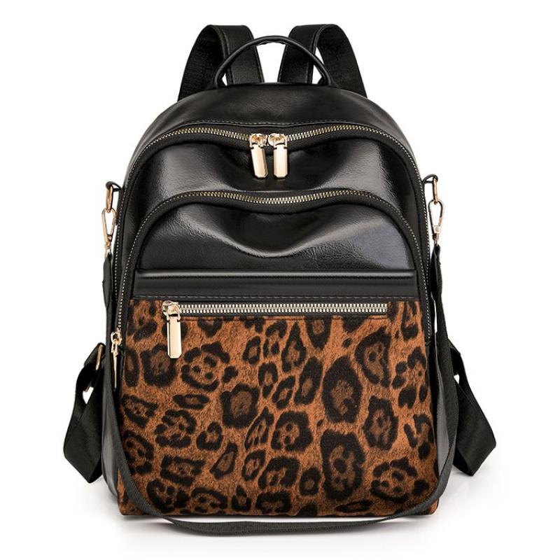 

Большая вместимость роскошный модный леопардовый принт PU кожа пэчворк женский рюкзак сумка дамские сумки рюкзак дорожные сумки чёрный