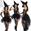 Women Sorceress Costume Halloween Sleeveless V Neck Bubble Witch Cosplay Dress