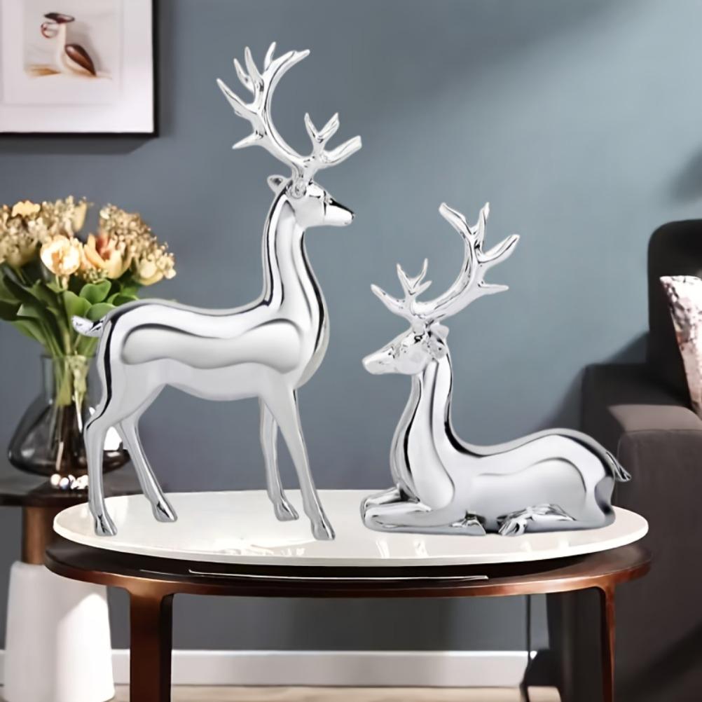 Nordic Christmas Deer Electroplating Resin Double Deer Set Home Office Desktop Decoration High Quality Resin Home Decoration