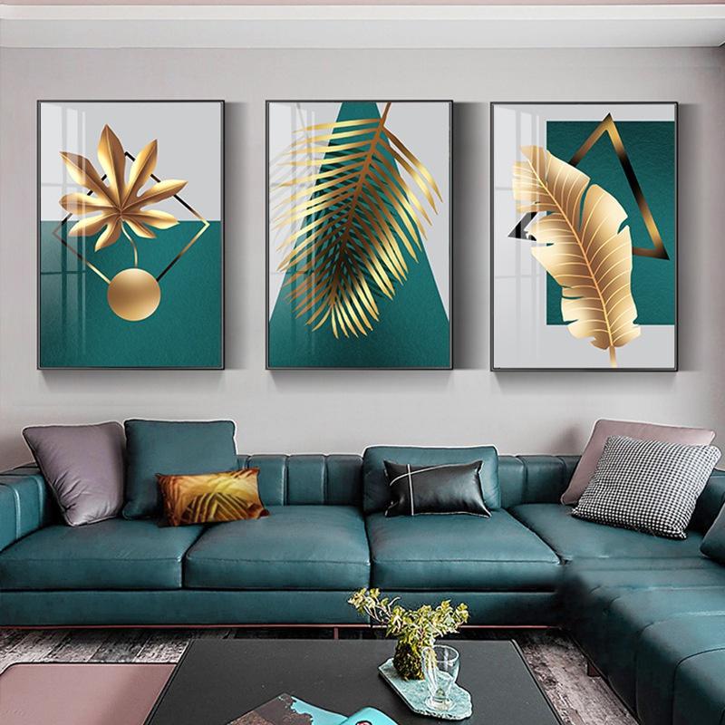 Unframed Canvas Poster Oil Painting Decoration Gold Leaf Plants Print Wall Art Painting Decorative Pictures Paintings for Living Room Home Decor