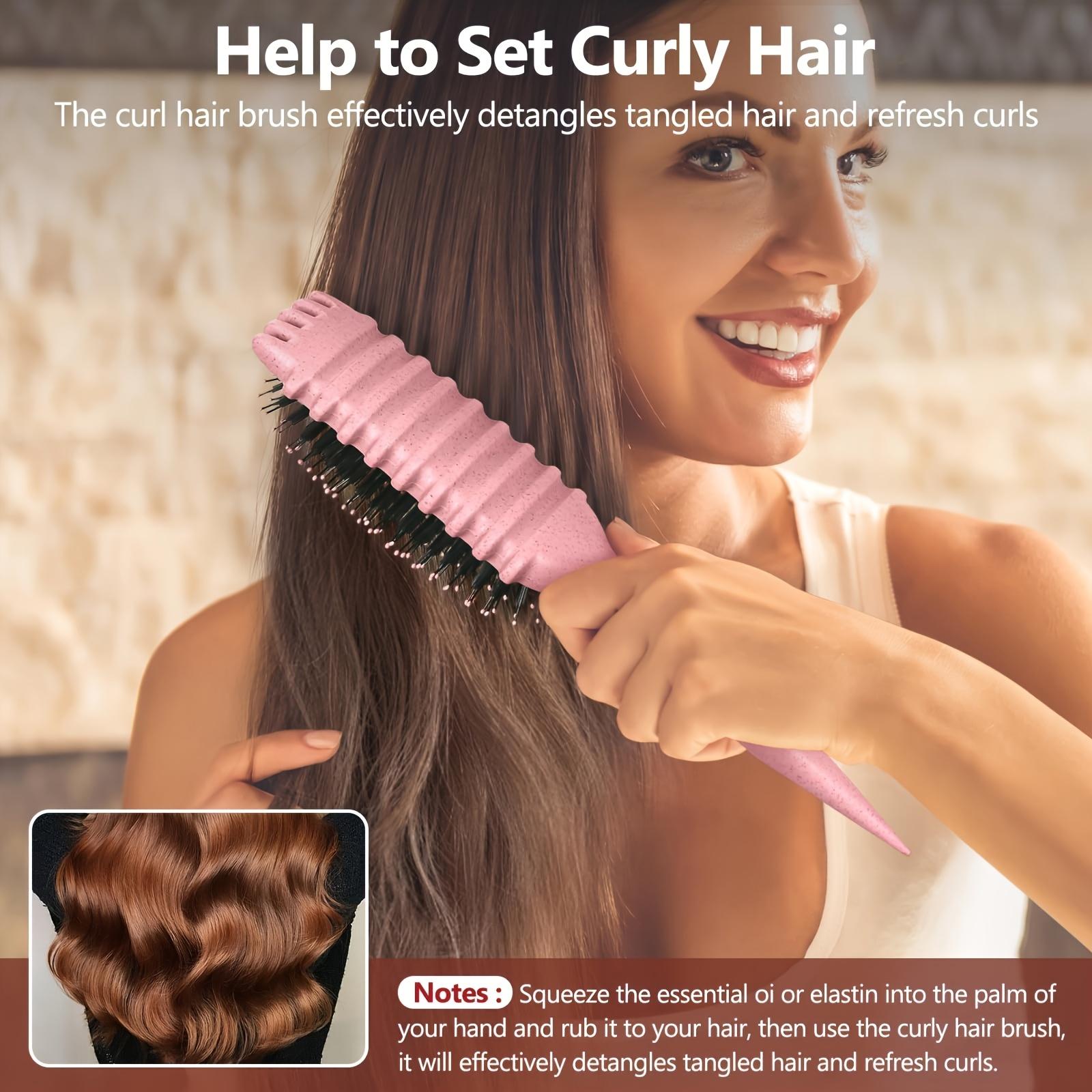 

Гнучка прямокутна щітка для завивки - Унісекс дизайн, Зчеплення, Підкреслює кучері, Підходить для нормальних типів волосся рожевий