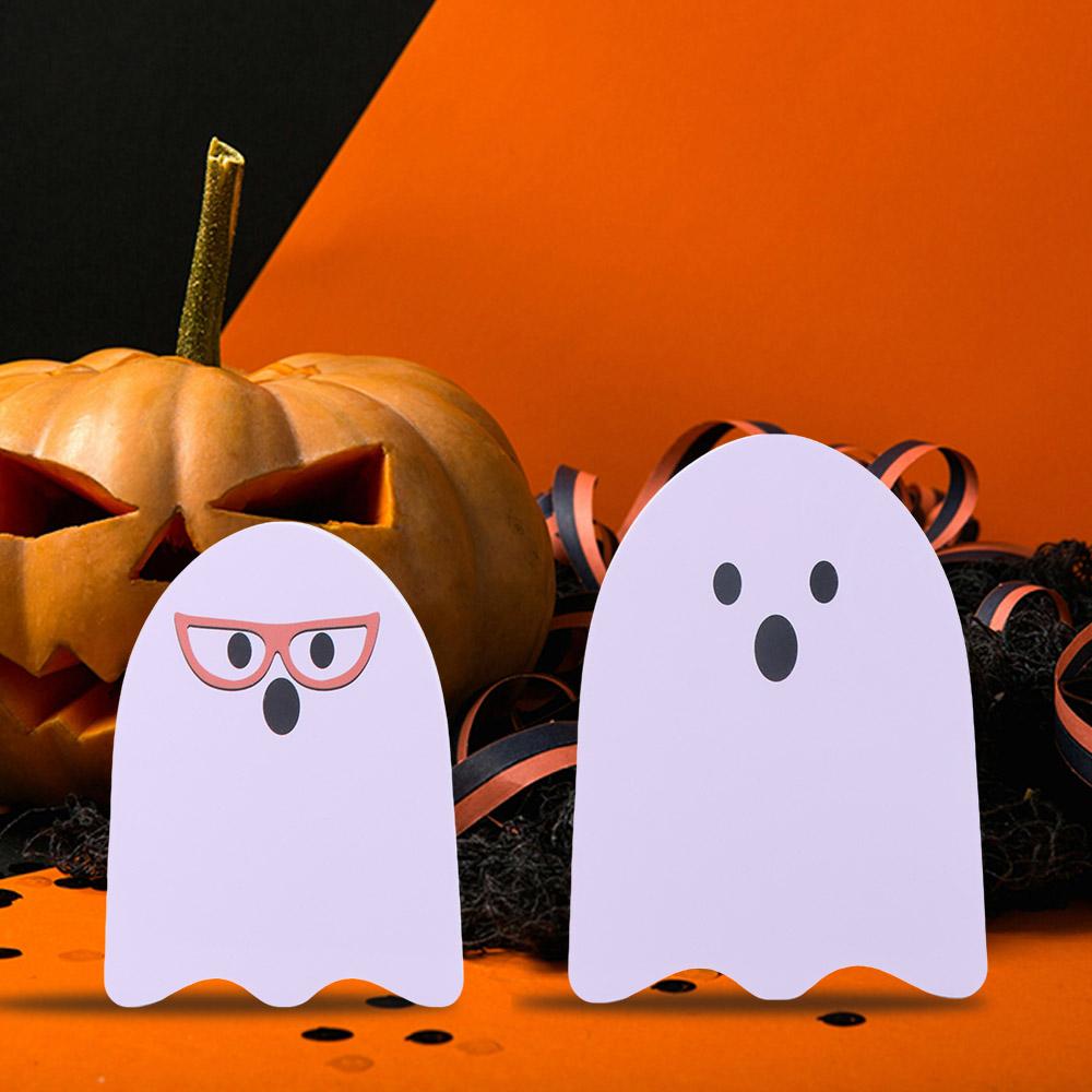 4pcs/set Creative Wooden Halloween Ghost Decor Cute Unique White Ghost Signs Cartoon Funny Ghost Tabletop Decorations Home