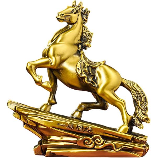 Aris & Juno Brass Horse Feng Shui Statue – Chinese Success & Prosperity Figurine for Entryway, Home Office Desk or Shelf Decor, Gift for Boss,