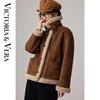 Women's Winter Retro Toggle Button Faux Fur Short Coat V9019W12
