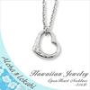 Hawaiian Jewelry Necklace, Stainless Steel, Heart Scroll Asymmetrical Open Heart Silver Pendant, 50cm Cable Chain Included. (Suitable for Women and