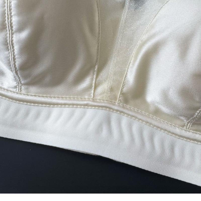 Silky Satin Mesh Invisible Push Up Gathered Wireless Bra For Women