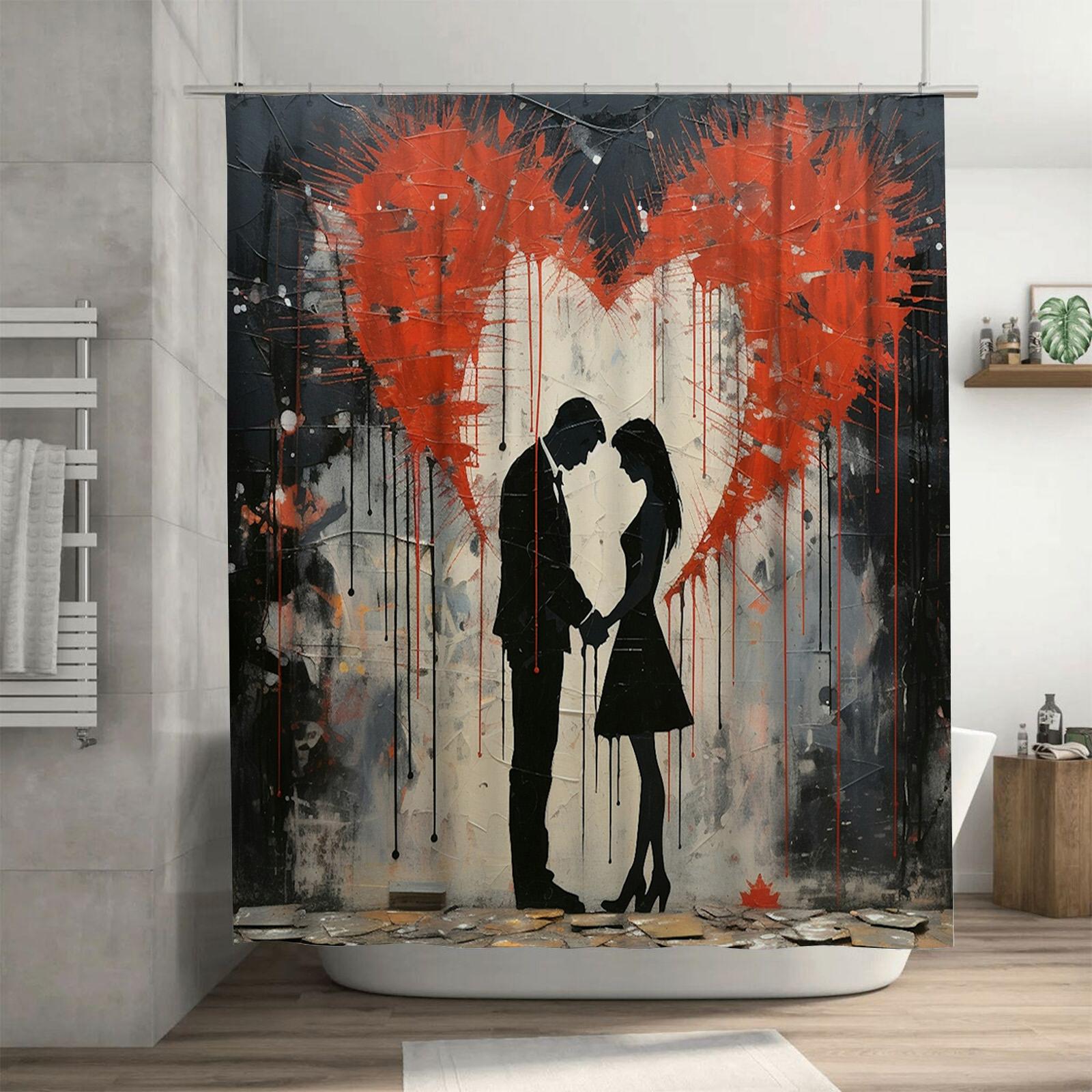 

Romantic Couple Abstract Art Shower Curtain For Bathroom Decoration W60H190(CM)-1 Pcs