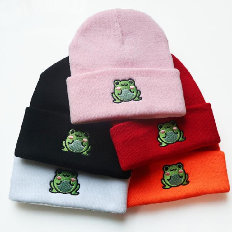Cute Cartoon Beanie Hat for Adults Knitted Cap Warm Ski Hats with for Frog Patte