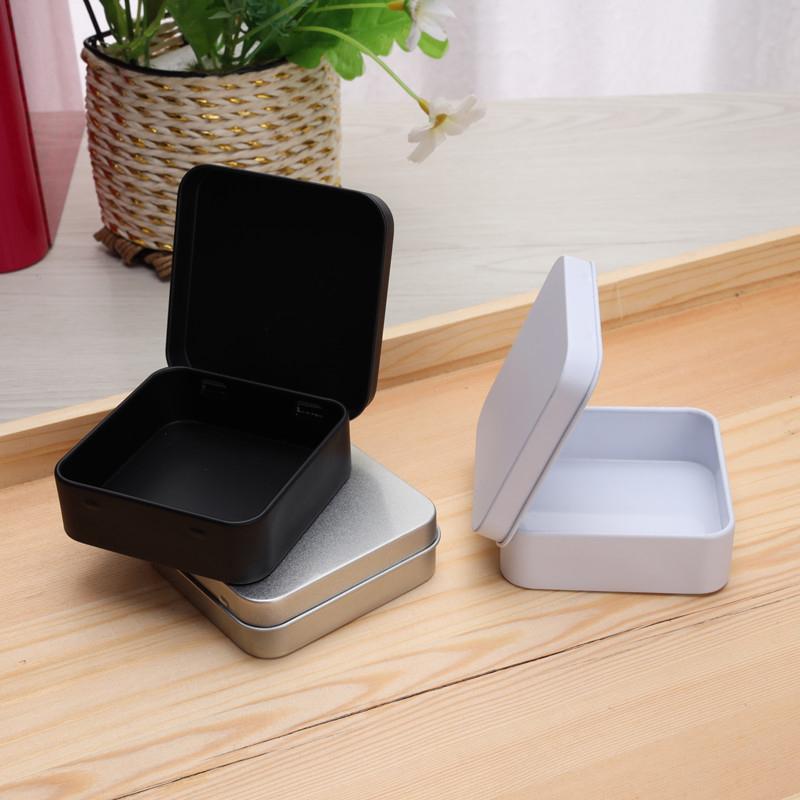 Mini Metal Tins Container Square Hinged Flip Storage Tin Box Small Kit Case Jewelry Coin Candy Condom Organizer Portable New