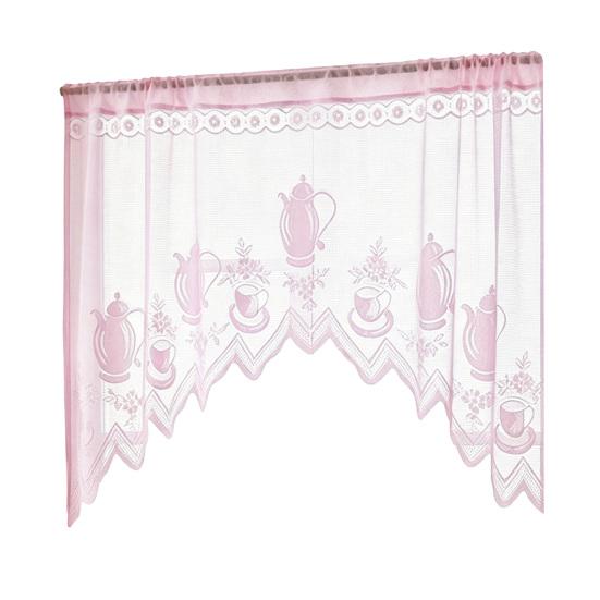 Perdea Semi-dantelată, Structură de Ridicare Reglabilă, Perdea Transparentă cu Broderie Florală, Plasa de Protecție Anti-praf, Perdea de Cafea