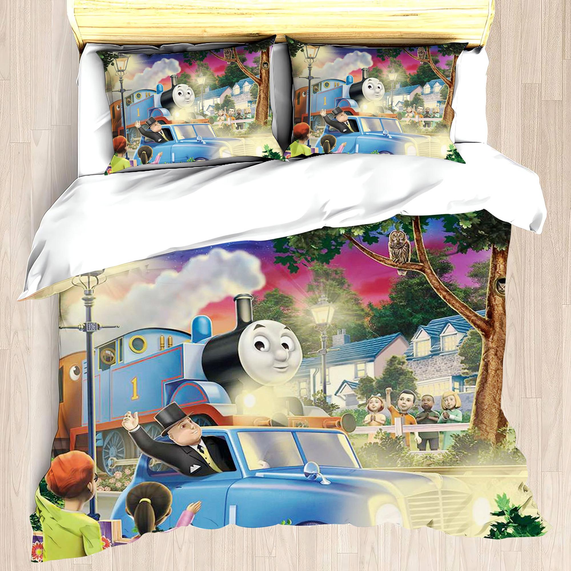 

Мультяшний принт потяга Томас Наволочка для ковдри 3D Милий декоративний принт Зручний комплект постільної білизни Підліток Діти М яка Дихаюча Постільна білизна 180X210cm