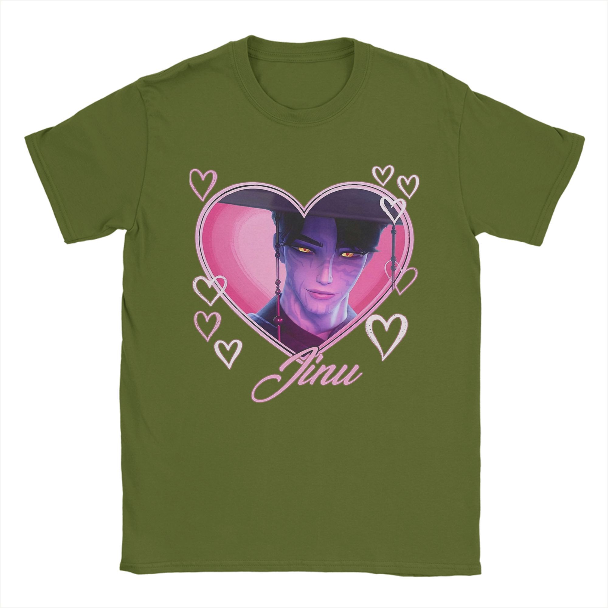 Fashion Jinu Heart KPOP Demon Hunters Anime T-Shirt for Men Crewneck Cotton T Shirt Short Sleeve Tee Shirt Gift Idea Clothes 4XL