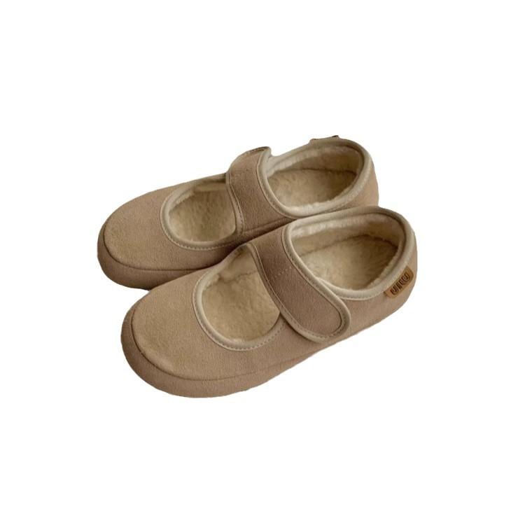 [Armano] Heel height 4cm Mary Jane shoes fluffy shoes suede Velcro velvet warm casual cotton shoes winter