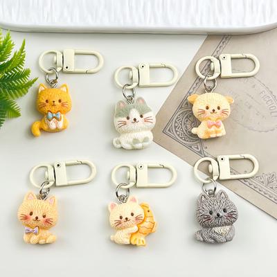 Cartoon Plush Kitten with Fish Keychain - Perfect for Backpacks & Gifts