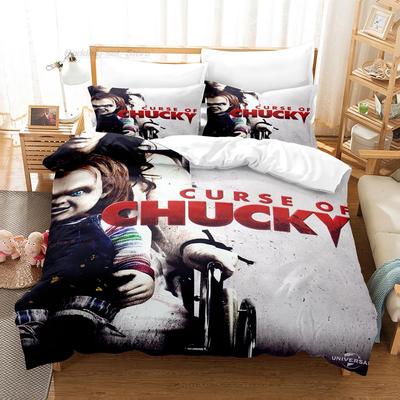 Juego de ropa de cama Chucky para cama individual, doble, queen o king size. Juego de funda nórdica para dormitorio de adulto o niño. Diseño 3D de Halloween.